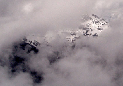 Rockies near Whistler cloaked in clouds